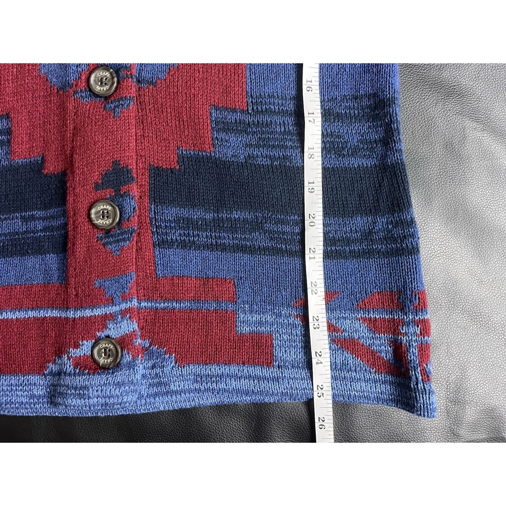 VTG 90s Chaps Denim Southwestern Aztec Sweater Vest Shawl Collar Womens‎ Small - Picture 5 of 11